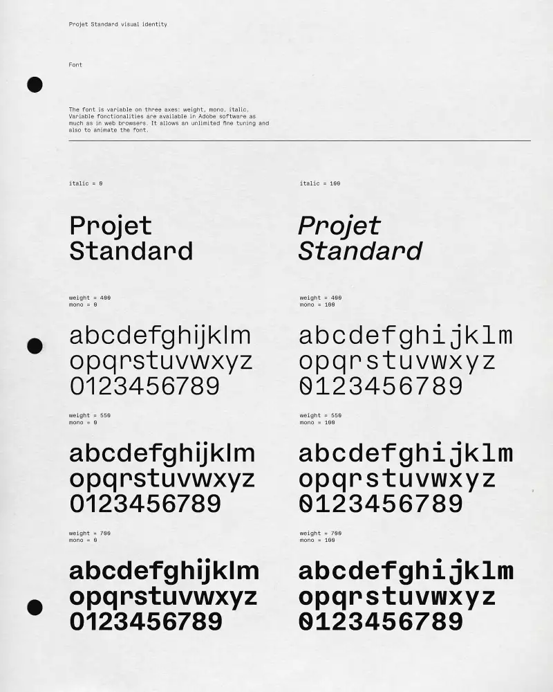 Projet Standard designers, logo and custom font by Pizza Typefaces (Luc Borho & Adrien Midzic)